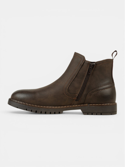 Boots zippées marron homme...