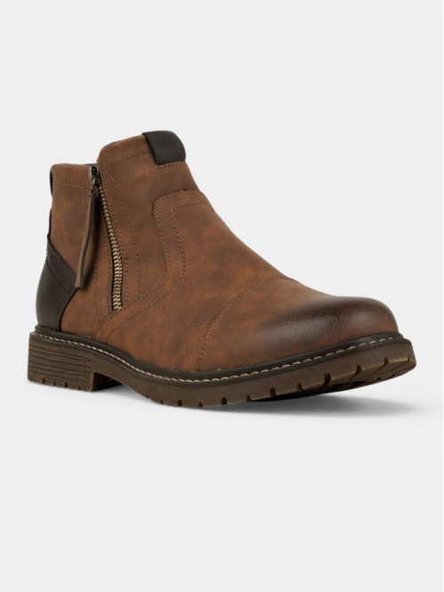 Boots marrons zippées homme...