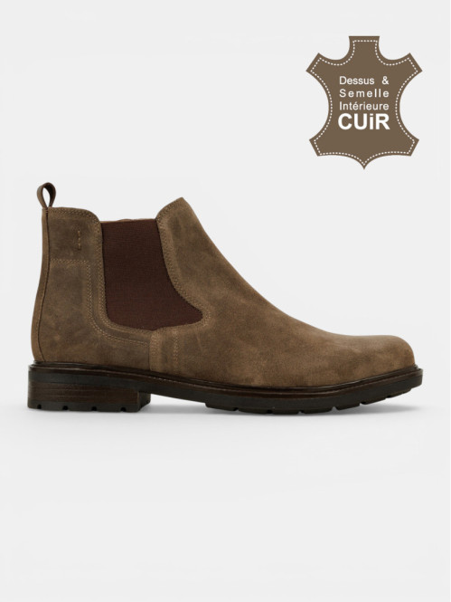 Boots en cuir marron homme...