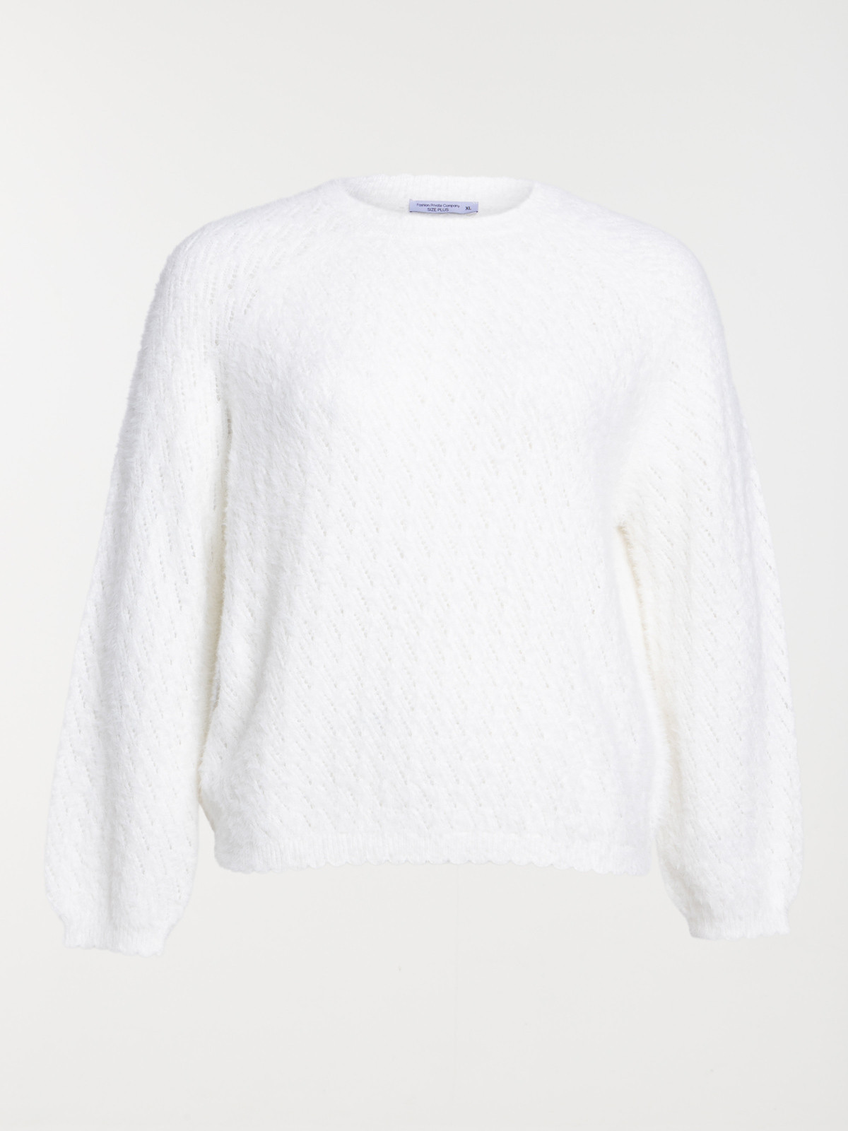 Pull col rond écru grande taille femme