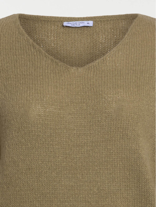 Pull col V grande taille femme