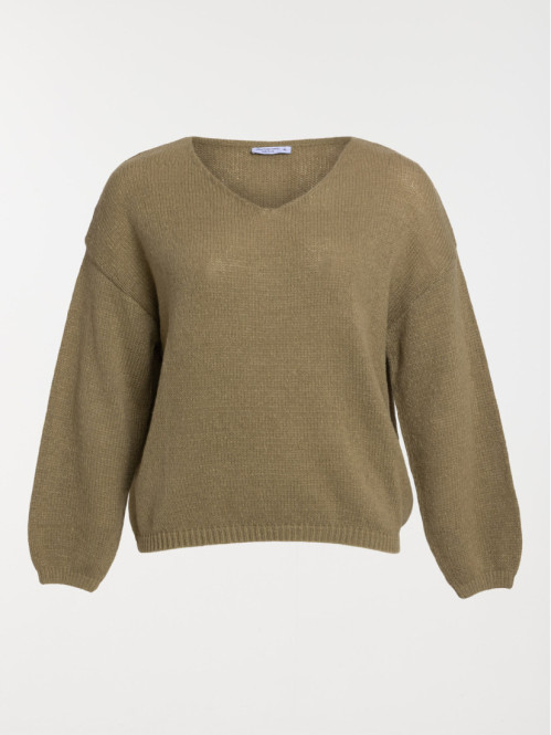 Pull col V grande taille femme