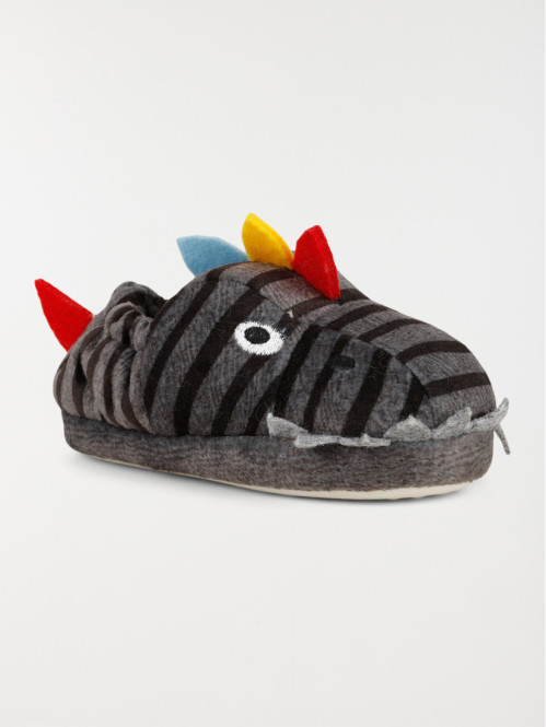 Chaussons gris dinosaure...
