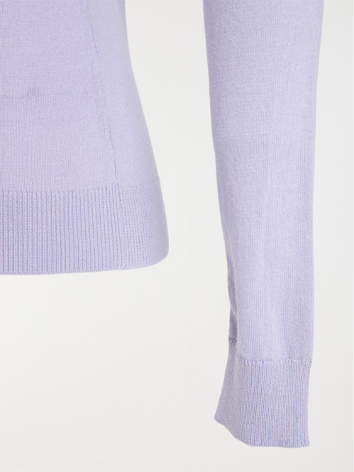 Pull Col V lilas femme