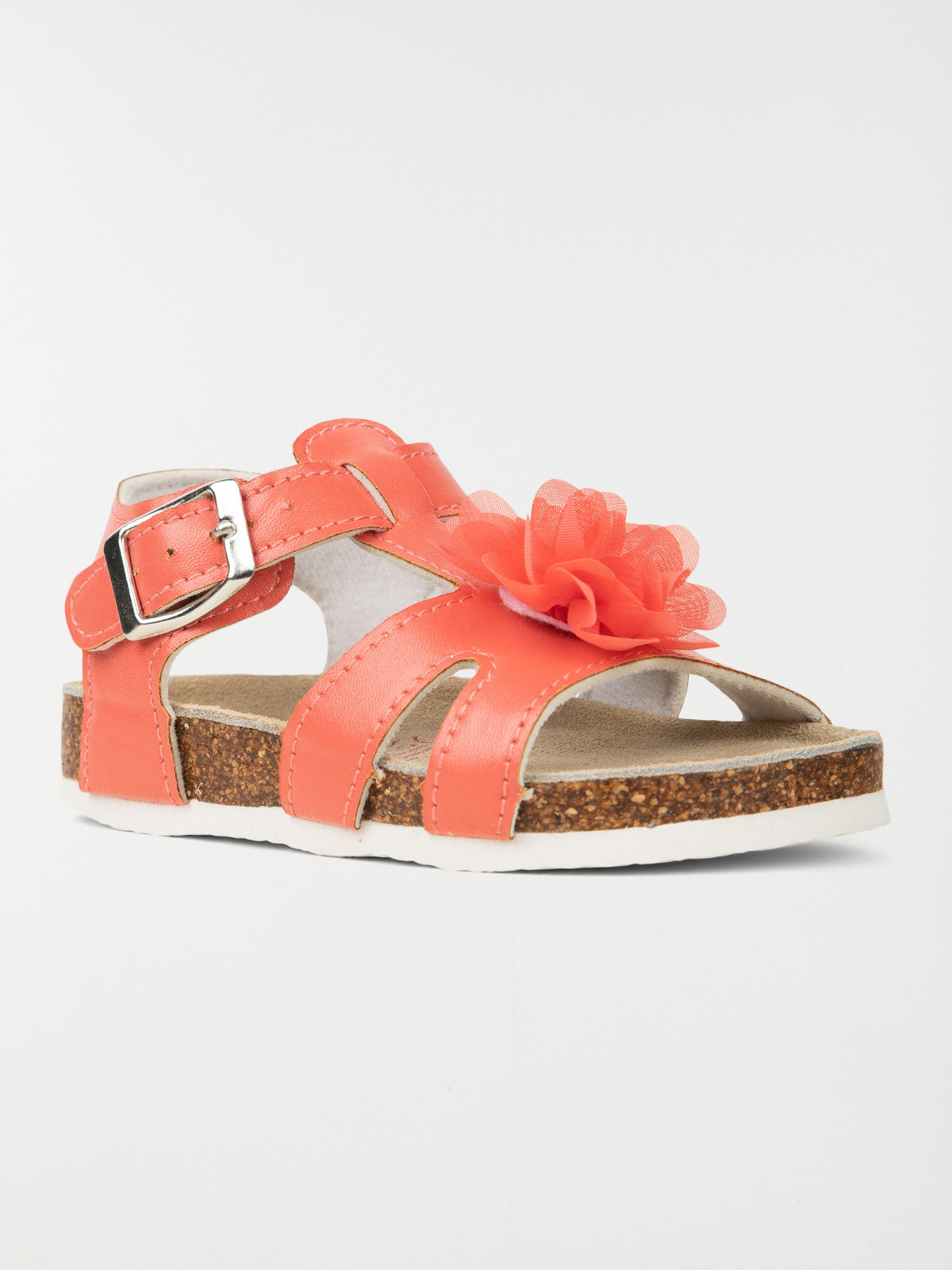 Nu-pieds fleur tissu corail (24-30) Nu-pieds fleur tissu corail (24-30)