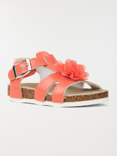 Nu-pieds fleur tissu corail (24-30) Nu-pieds fleur tissu corail (24-30)