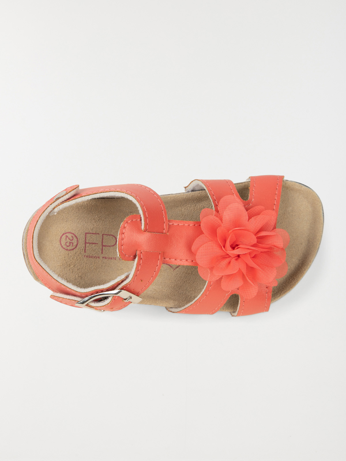 Nu-pieds fleur tissu corail (24-30) Nu-pieds fleur tissu corail (24-30)