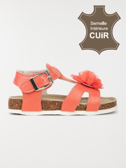 Nu-pieds fleur tissu corail (24-30) Nu-pieds fleur tissu corail (24-30)