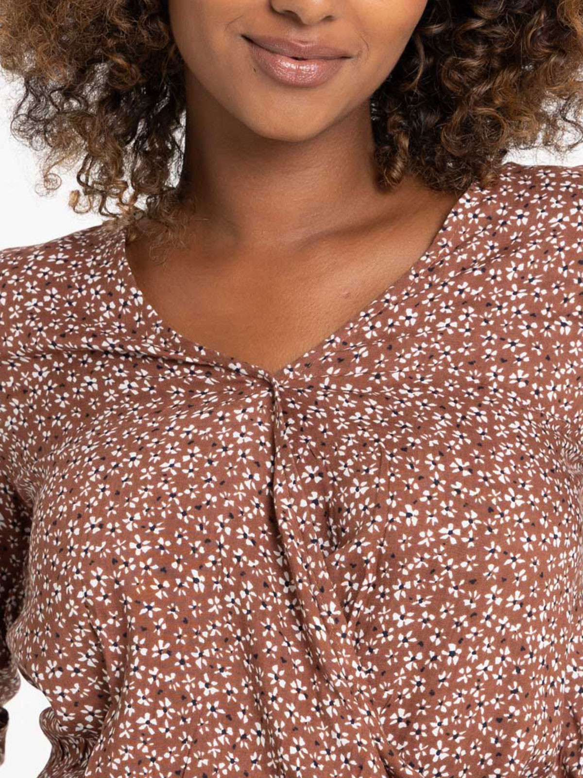 Blouse fleurie taille élastiquée femme