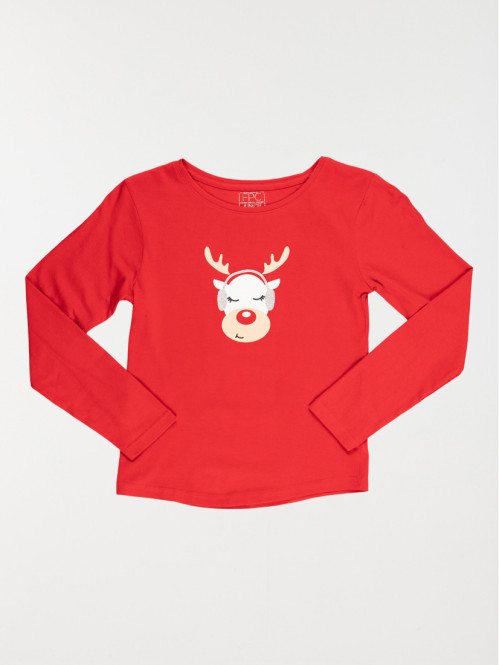 T-shirt rouge motif cerf...