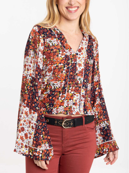 Chemise fleurie manches...