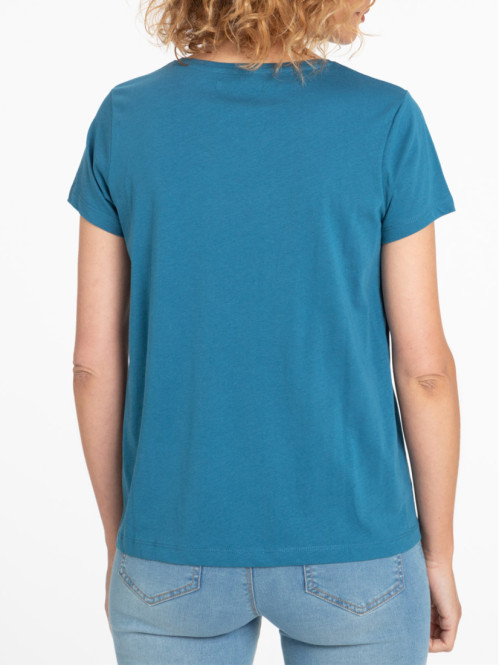 T-shirt à message bleu paon...