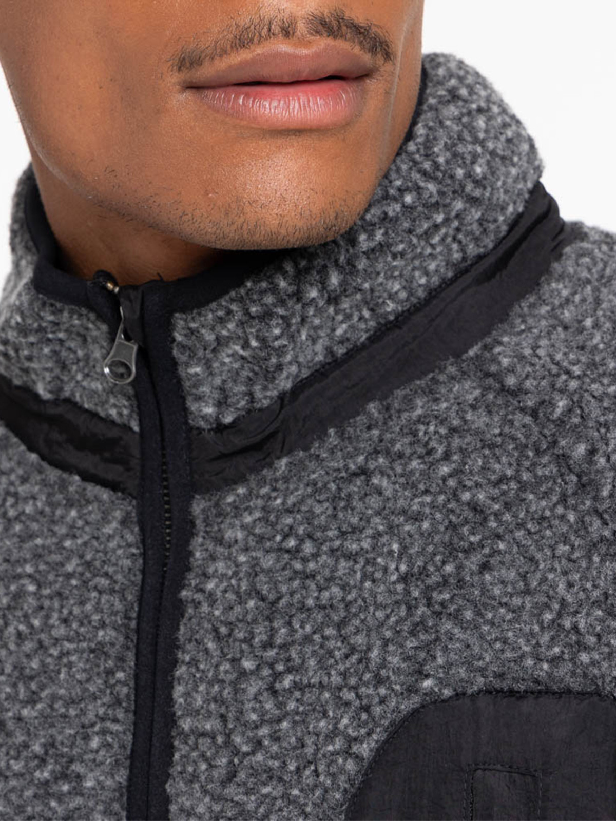 Sweat sherpa gris anthracite chiné homme Sweat sherpa gris anthracite chiné homme