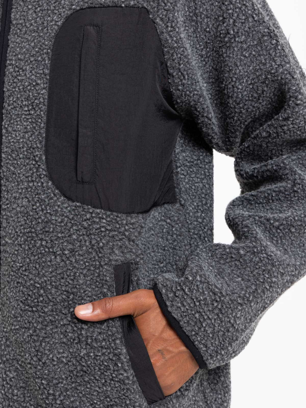 Sweat sherpa gris anthracite chiné homme Sweat sherpa gris anthracite chiné homme