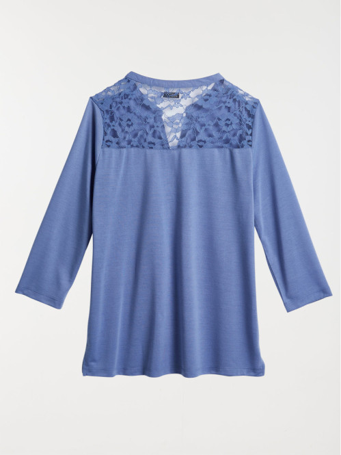 T-shirt uni bleu orage femme