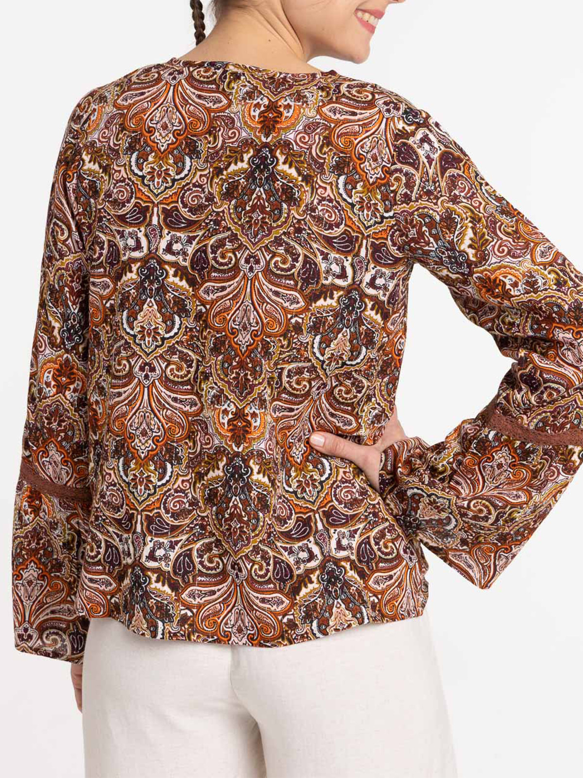 Blouse imprimée manche évasées femme