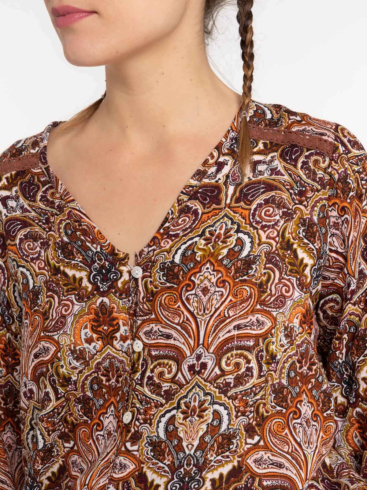 Blouse imprimée manche évasées femme