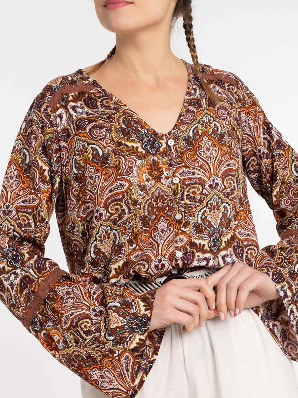 Blouse imprimée manche évasées femme