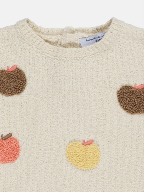 Pull motifs pommes fille...