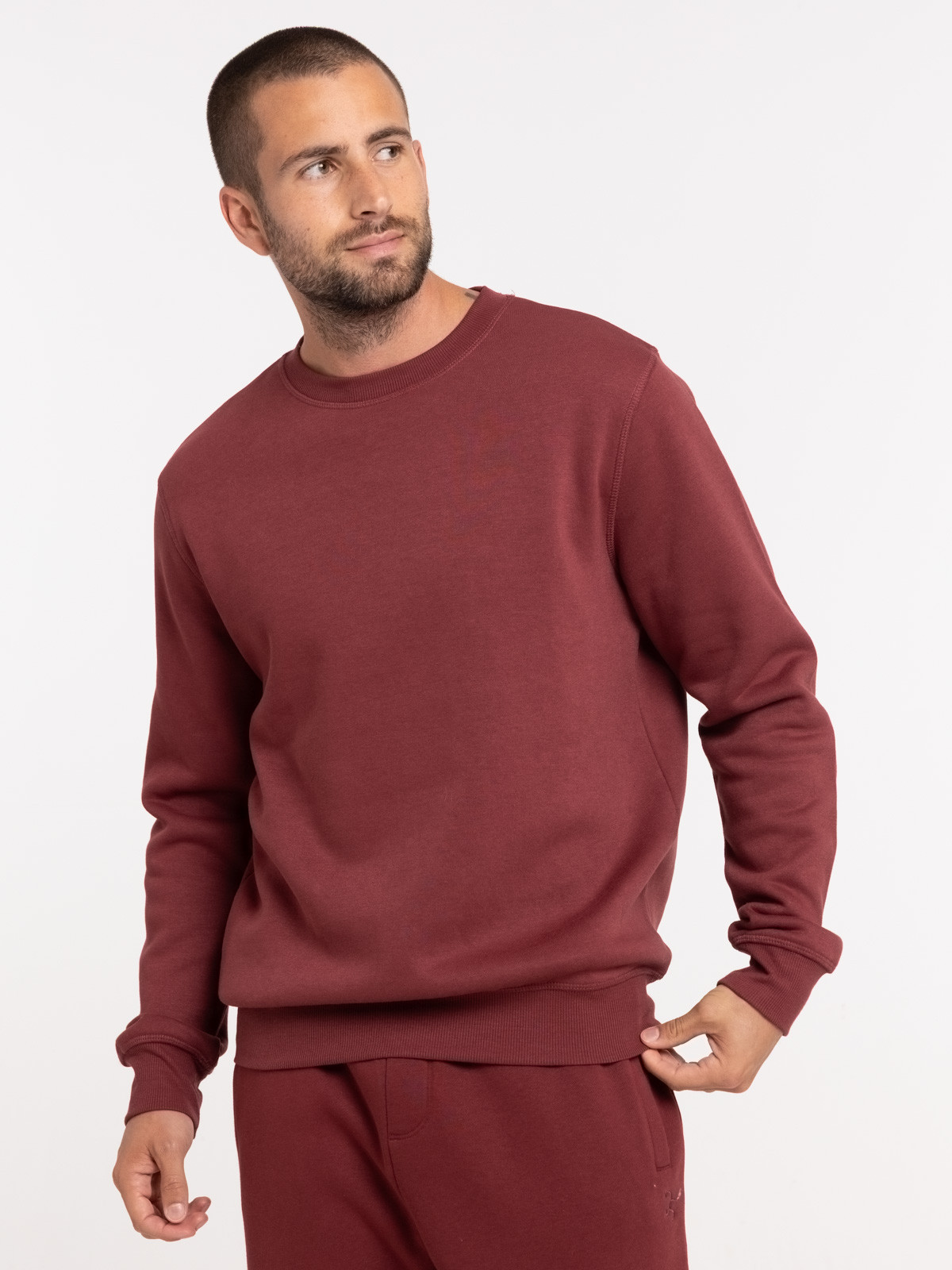 Sweat uni basique col rond homme