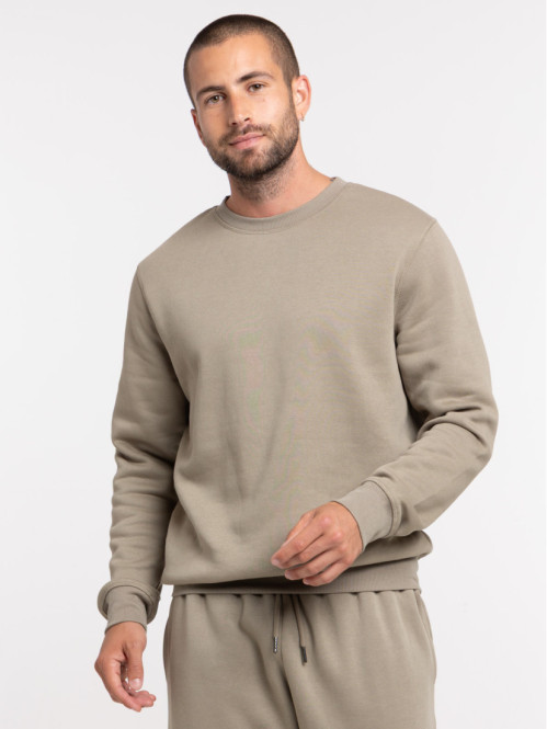 Sweat uni basique vert sauge homme
