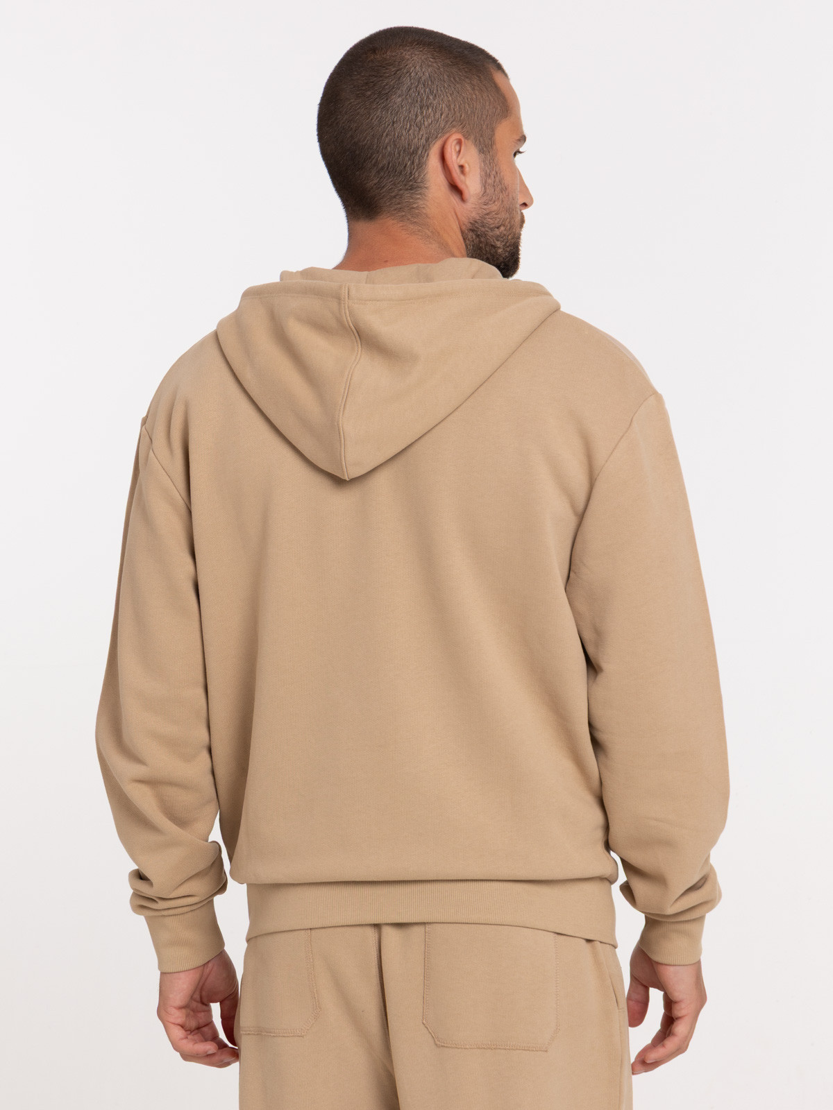 Sweat zippé à capuche camel clair homme Sweat zippé à capuche camel clair homme