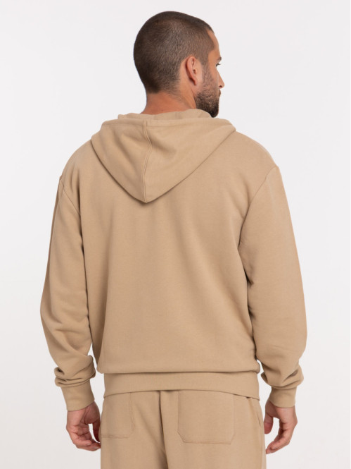 Sweat zippé à capuche camel...