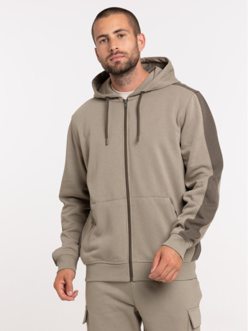 Sweat zippé à capuche vert...