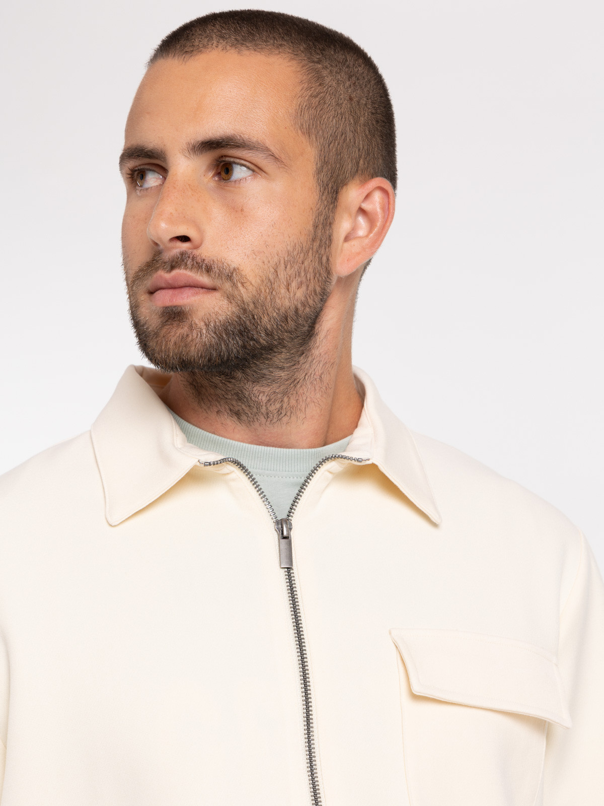 Chemise droite zippée homme ficelle