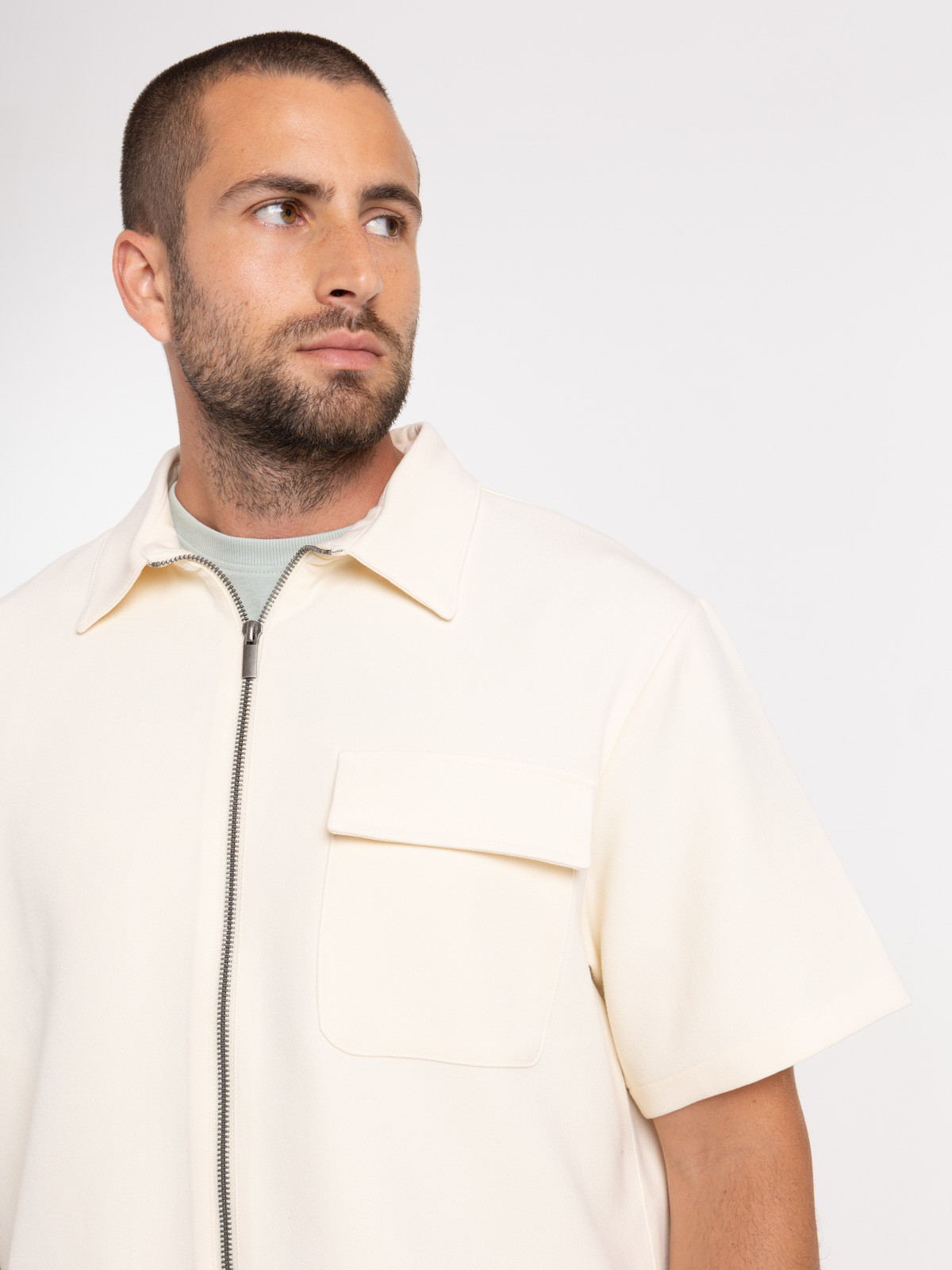 Chemise droite zippée homme ficelle