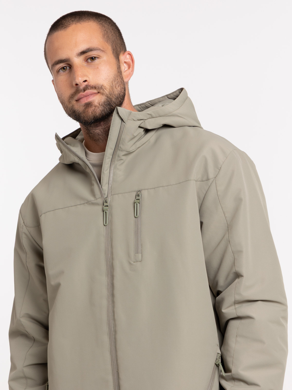 Parka à capuche multipoche sauge homme Parka à capuche multipoche sauge homme