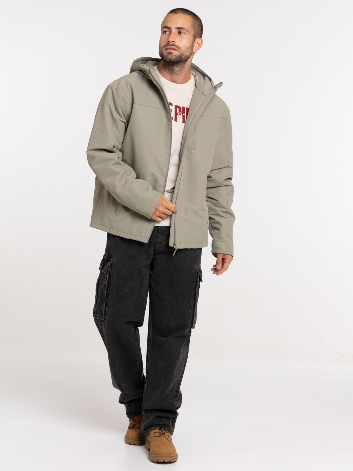 Parka à capuche multipoche sauge homme Parka à capuche multipoche sauge homme