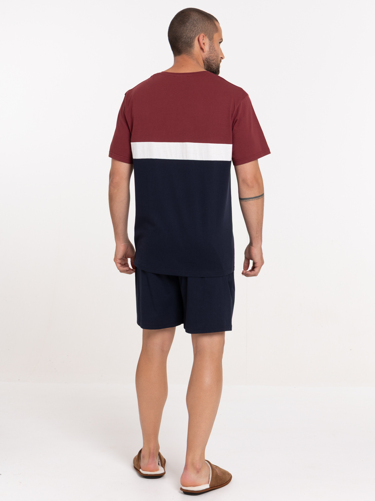 Pyjama court tricolore homme