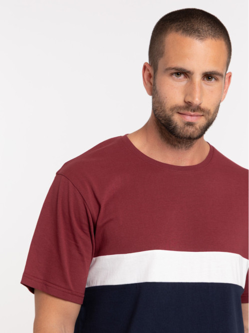Pyjama court tricolore homme
