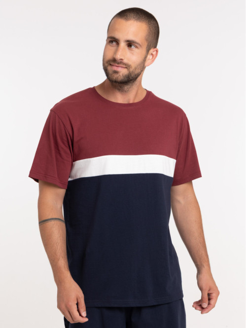 Pyjama court tricolore homme