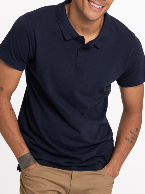 Polo marine 100% coton homme