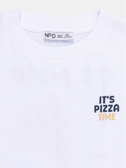 T-shirt motif pizza garçon...
