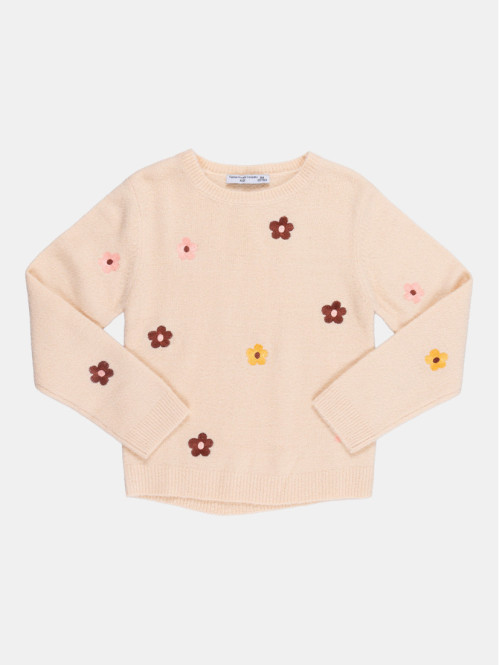 Pull fleurs brodées fille...