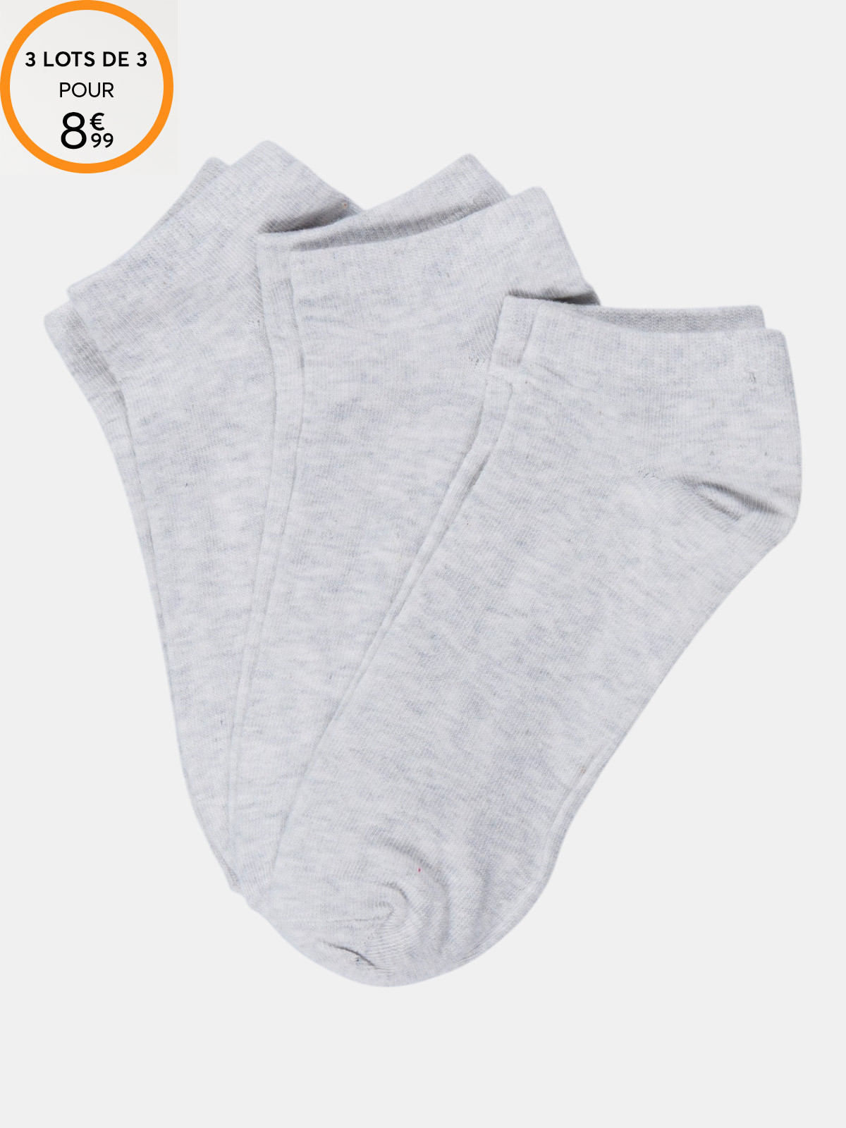 Lot 3 paires de socquettes grises femme Lot 3 paires de socquettes grises femme