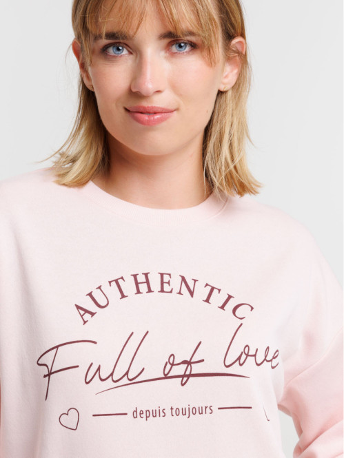 Sweat message rose doux femme