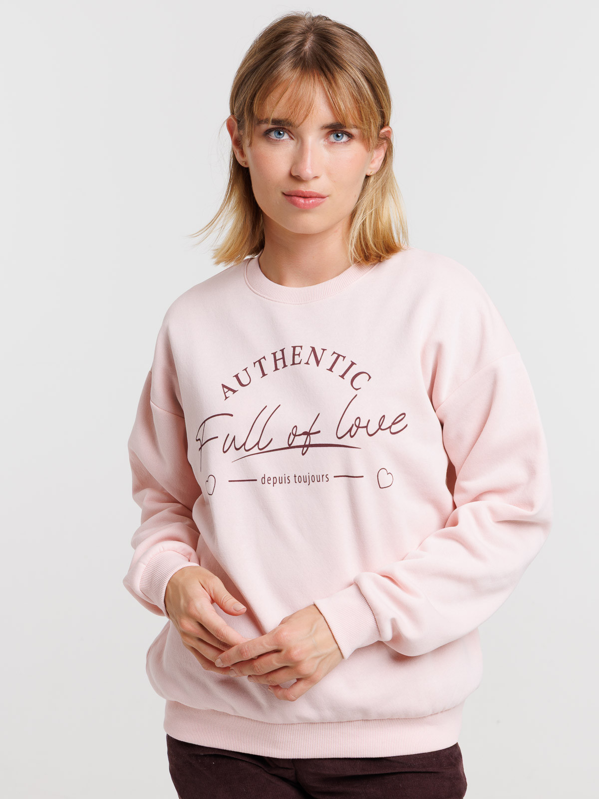Sweat message rose doux femme Sweat message rose doux femme