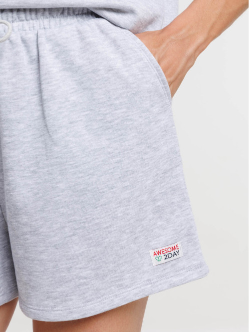 Short uni gris chiné femme