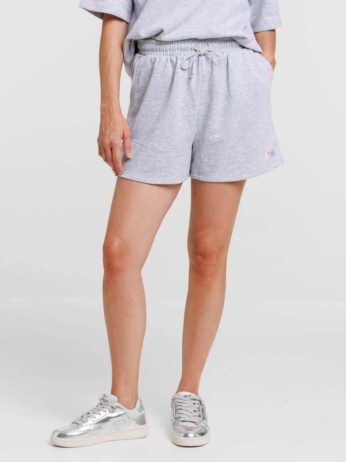 Short uni gris chiné femme Short uni gris chiné femme
