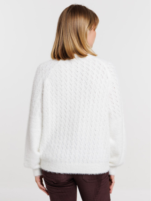 Pull col rond motif ajouré...