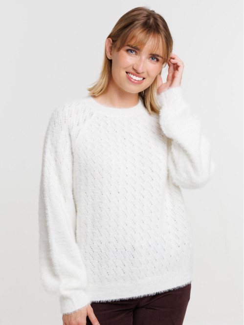 Pull col rond motif ajouré...