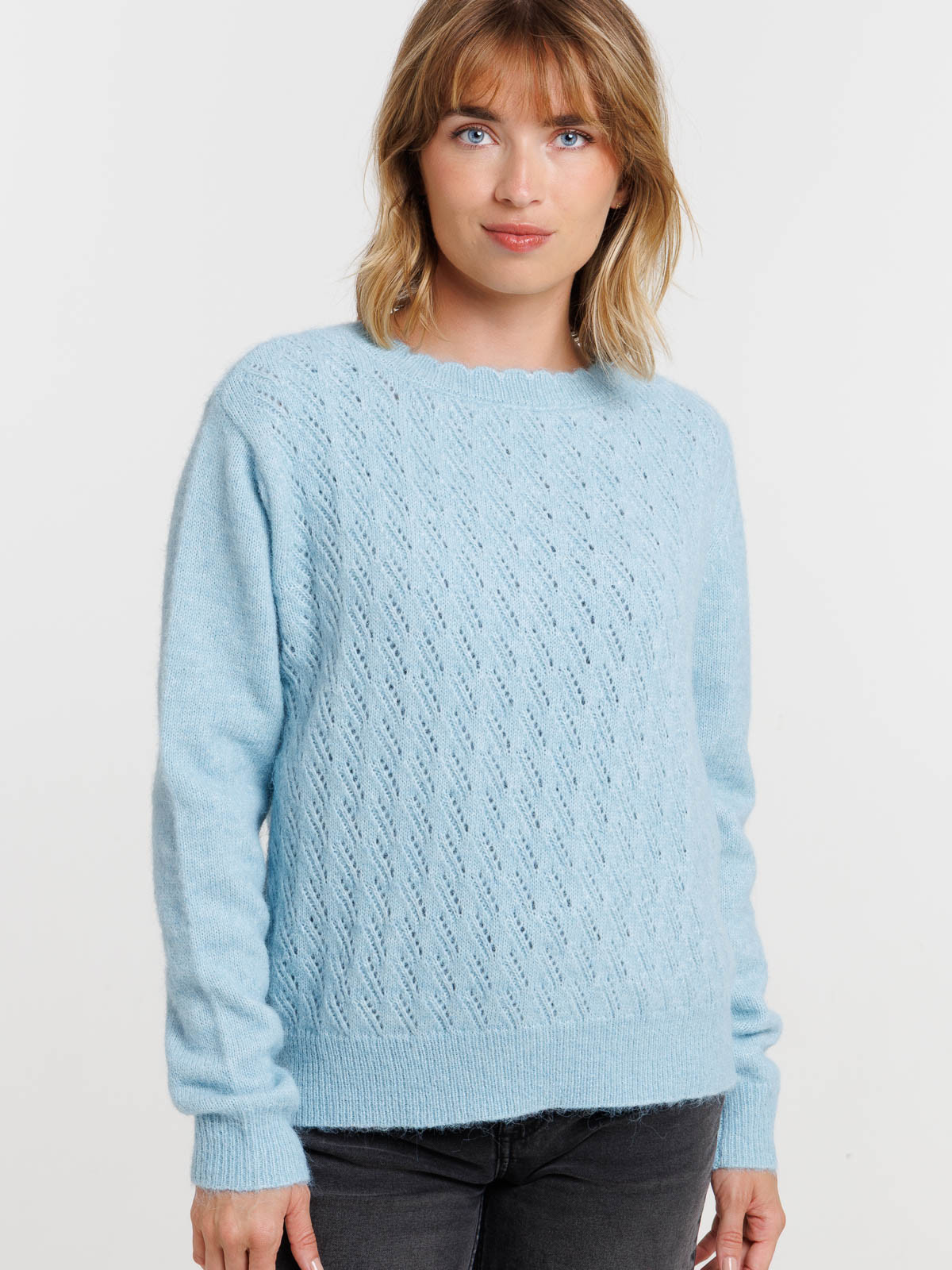 Pull réversible bleu glacier femme Pull réversible bleu glacier femme