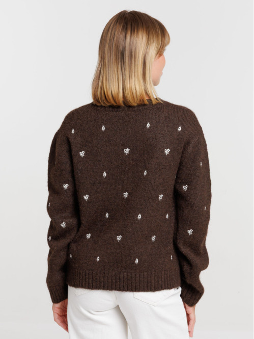 Pull femme motifs brodés