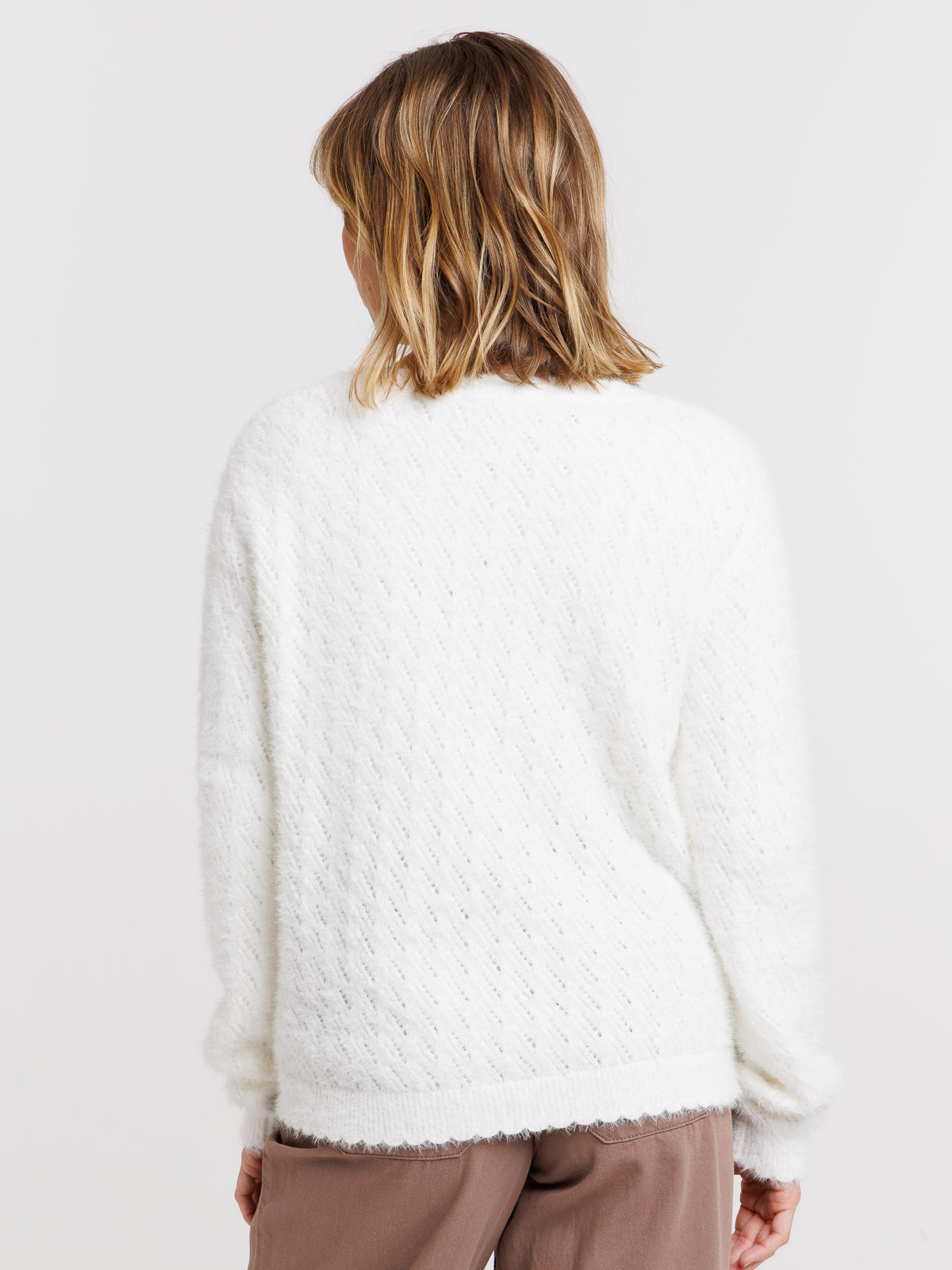 Gilet écru maille ajourée femme Gilet écru maille ajourée femme