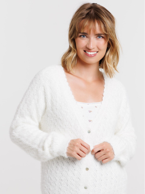 Gilet écru maille ajourée...