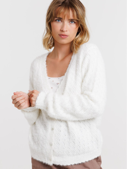 Gilet écru maille ajourée...